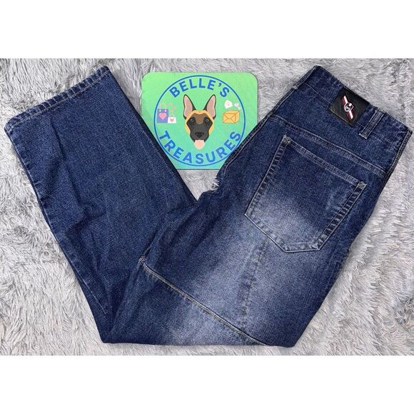 Phat Farm Denim VTG Dead Stock Size 36 Wide Leg Baggy Dark Blue Y2K Grunge Jeans - Picture 1 of 10